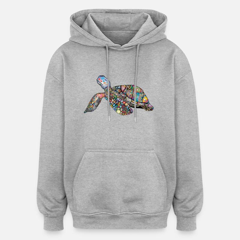 tortue - Sweat à capuche oversize unisexe - gris chiné