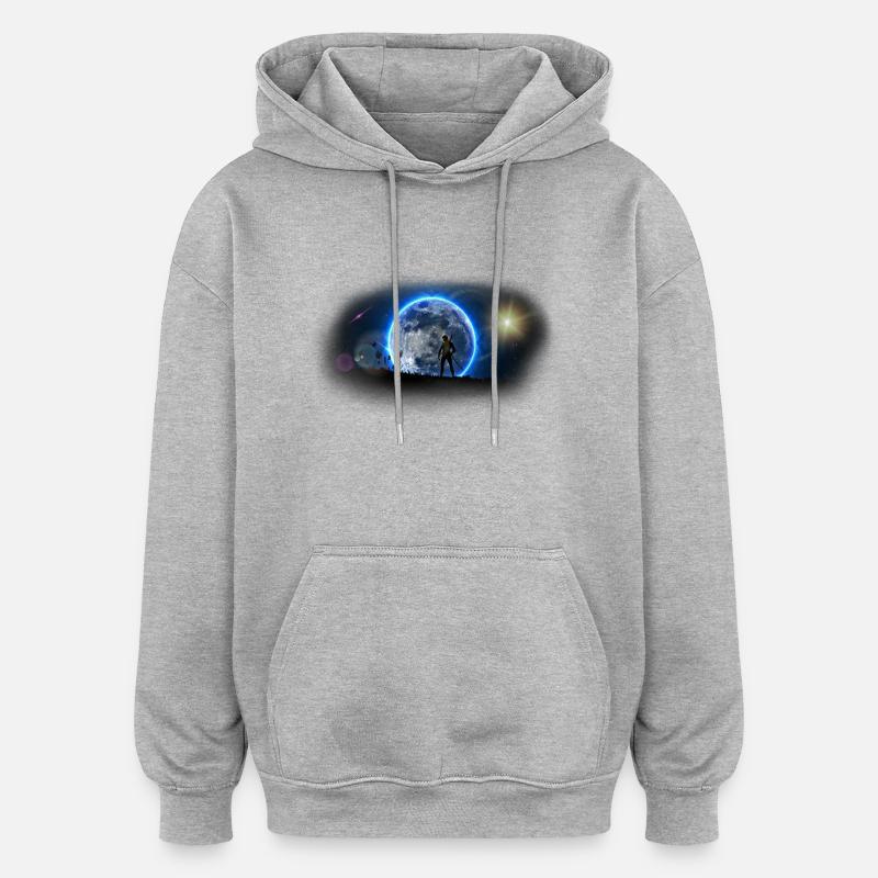moonset - Sweat à capuche oversize unisexe - gris chiné
