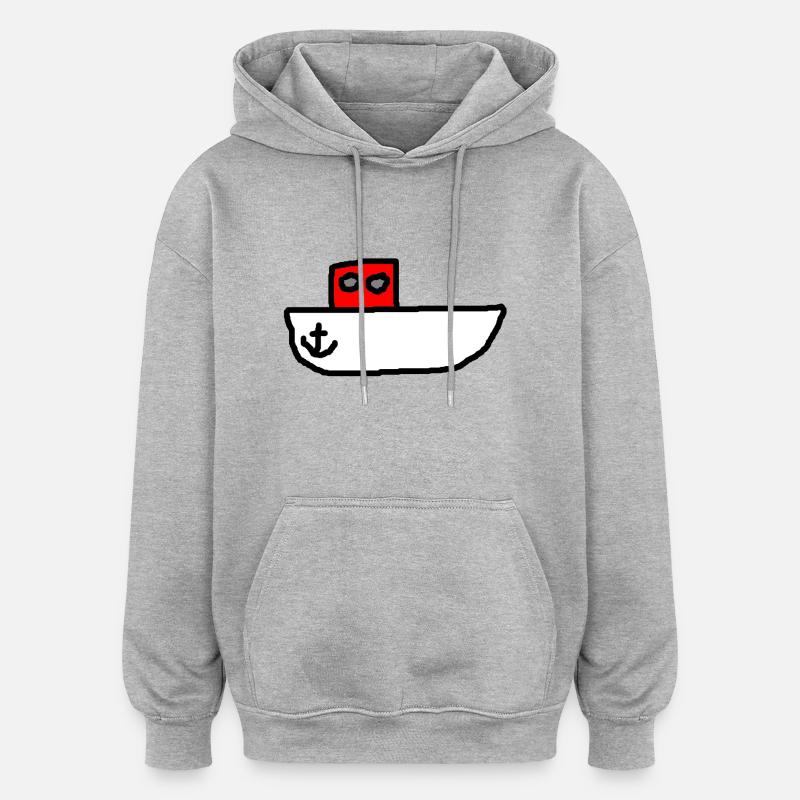 Motorboot - Oversized Unisex Hoodie - Grau meliert