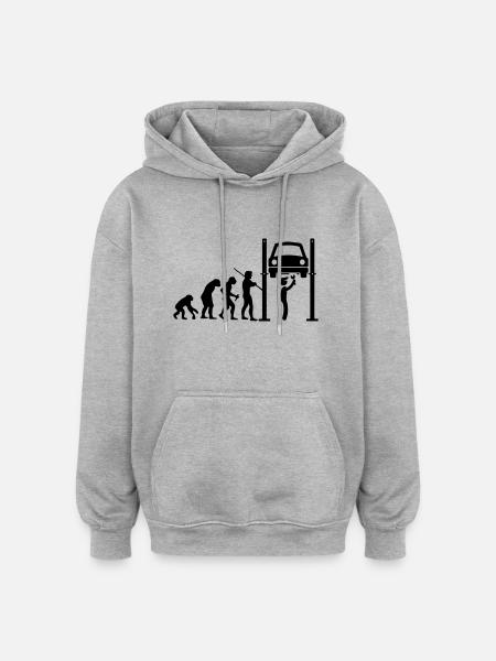 Mechaniker Evolution - Oversized Unisex Hoodie - Grau meliert