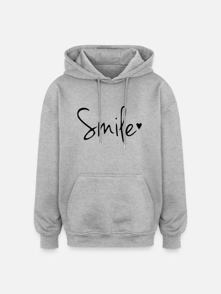 Lachen Smile - Oversized Unisex Hoodie - Grau meliert
