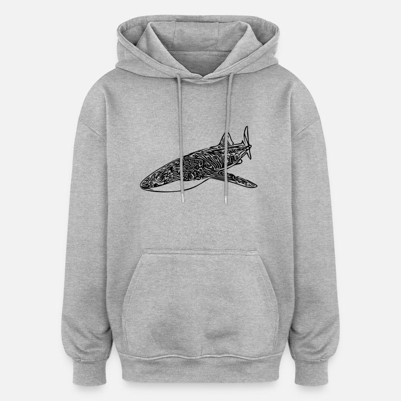 Walhai - Oversized Unisex Hoodie - Grau meliert