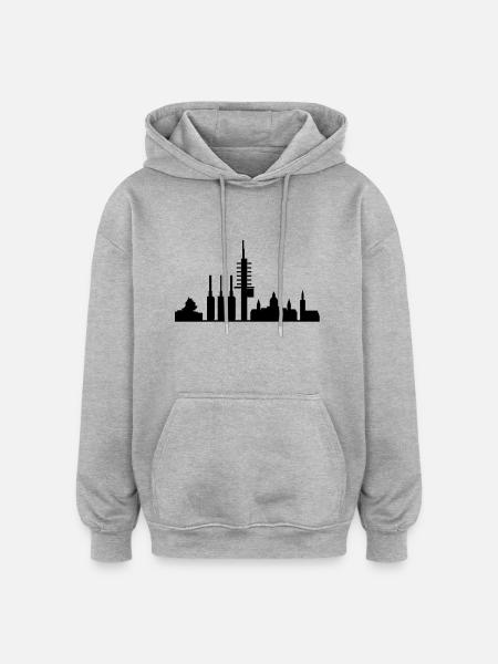 Hanovre - Sweat à capuche oversize unisexe - gris chiné