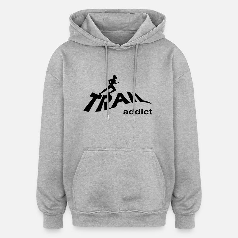 trail_addict - Sweat à capuche oversize unisexe - gris chiné