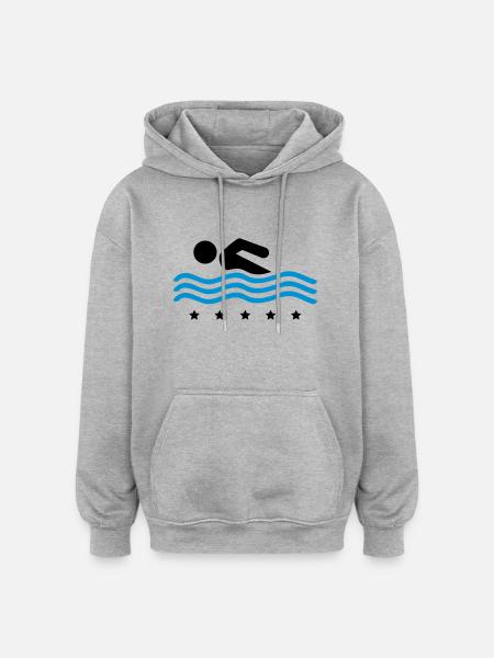 swimming_wo2 - Sweat à capuche oversize unisexe - gris chiné