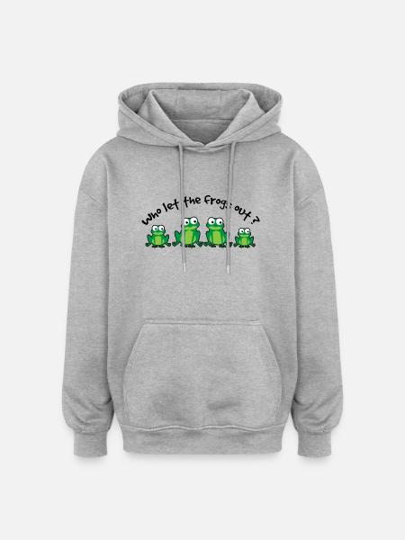 Wer Let The Frogs Aus? - Oversized Unisex Hoodie - Grau meliert
