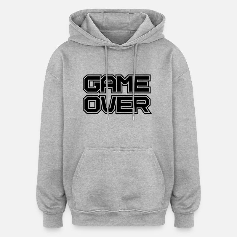 Game over - Sweat à capuche oversize unisexe - gris chiné