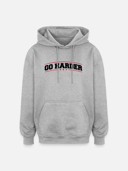 go_harder_bv2 - Oversized Unisex Hoodie - Grau meliert