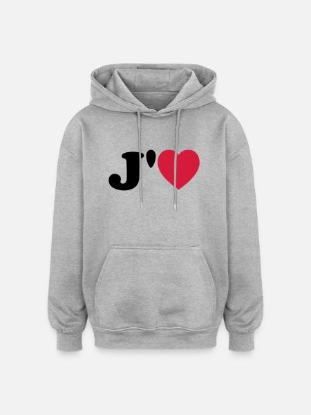 j aime - Oversized Unisex Hoodie - Grau meliert