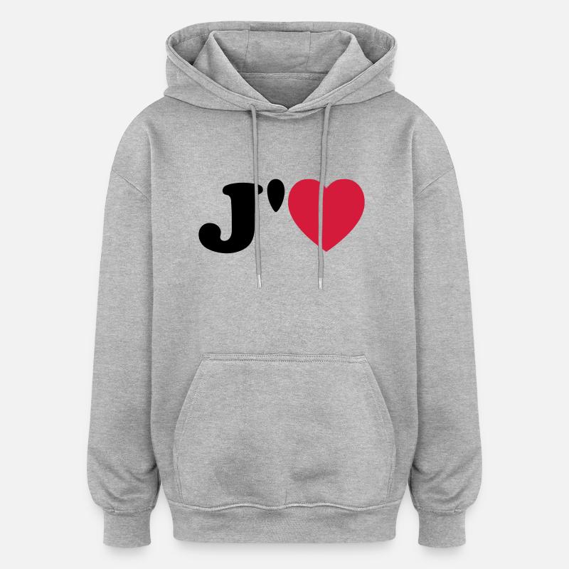 j`aime base - Sweat à capuche oversize unisexe - gris chiné