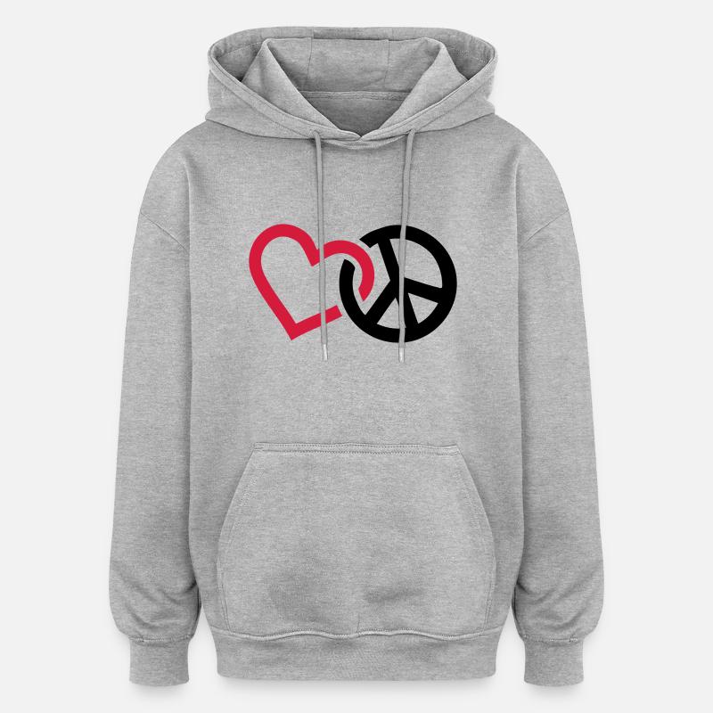 Peace - Oversized Unisex Hoodie - heather grey