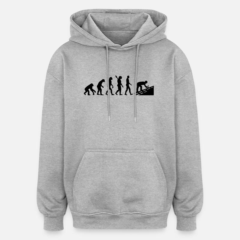 Dachdecker - Oversized Unisex Hoodie - Grau meliert