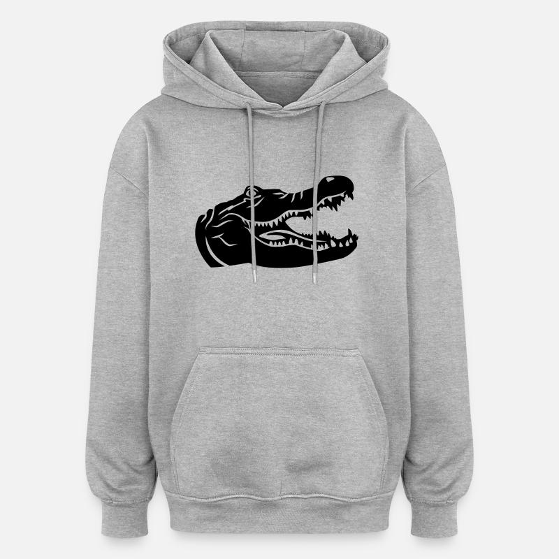 Crocodile - Sweat à capuche oversize unisexe - gris chiné