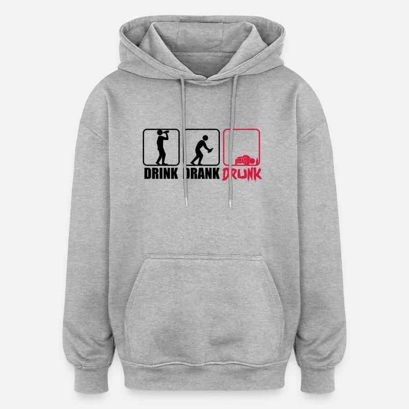 Evolution Hangover Drink Drank Drunk - Oversized Unisex Hoodie - Grau meliert