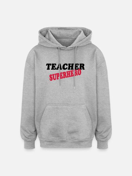 Teacher superhero - Oversized Unisex Hoodie - Grau meliert
