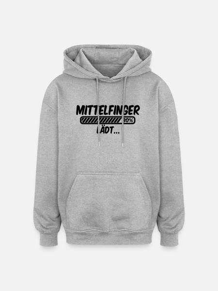 Mittelfinger lädt - Oversized Unisex Hoodie - Grau meliert
