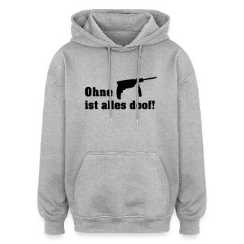 ohne bohrmaschine - Oversized Unisex Hoodie - Grau meliert - Vorne - Noah (186cm)