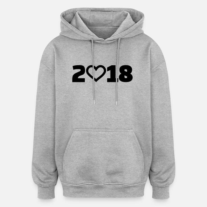 2018 - Sweat à capuche oversize unisexe - gris chiné