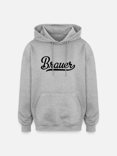 Brauer - Oversized Unisex Hoodie - Grau meliert