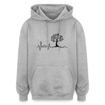 Baum Wald Natur Naturliebhaber Herzschlag Wandern - Oversized Unisex Hoodie - Grau meliert - Vorne - Noah (186cm)