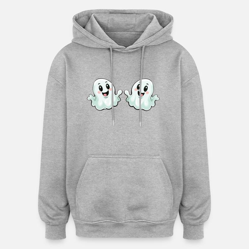 fantômes drôles - Sweat à capuche oversize unisexe - gris chiné