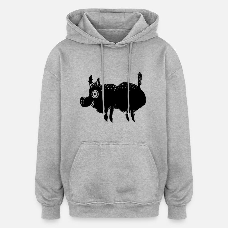 Sanglier - Sweat à capuche oversize unisexe - gris chiné