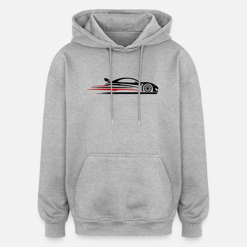 Voiture de course Turbo - Sweat à capuche oversize unisexe - gris chiné
