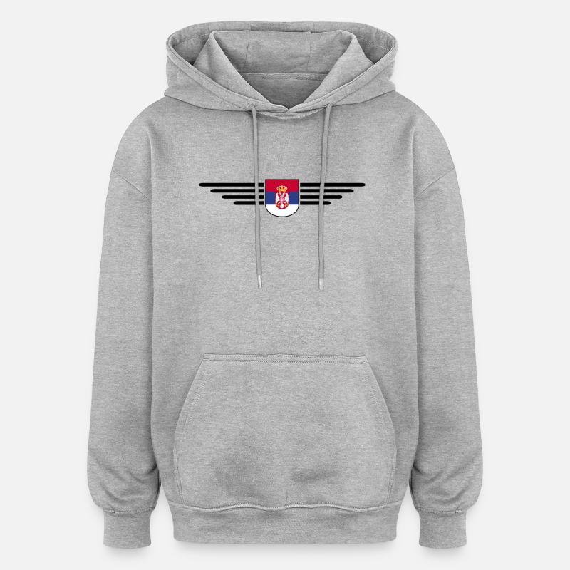 Design Serbie – Fierté et passion - Sweat à capuche oversize unisexe - gris chiné
