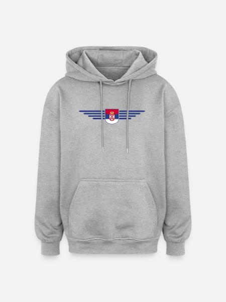 Serbia Design – Pride and Passion - Oversized Unisex Hoodie - heather grey