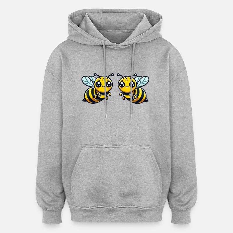 Guêpe abeille 2 - Sweat à capuche oversize unisexe - gris chiné