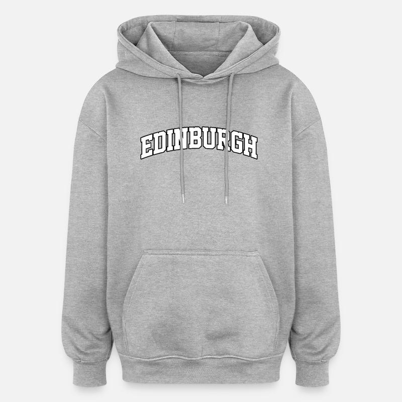 Logo Edinburgh : Design collégial élégant - Sweat à capuche oversize unisexe - gris chiné