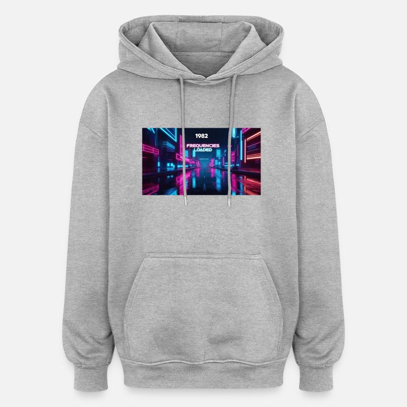 FRÉQUENCES CHARGÉES - Sweat à capuche oversize unisexe - gris chiné