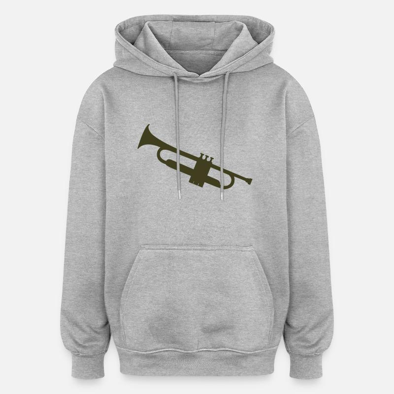 trompette - Sweat à capuche oversize unisexe - gris chiné