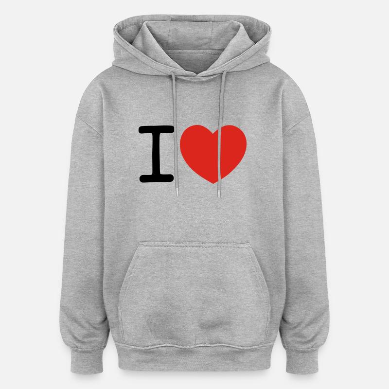 I heart ... - Oversized Unisex Hoodie - Grau meliert