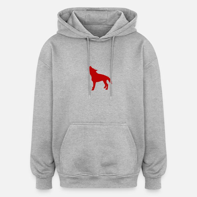Wolf - Oversized Unisex Hoodie - Grau meliert