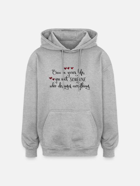 Liebe - Oversized Unisex Hoodie - Grau meliert