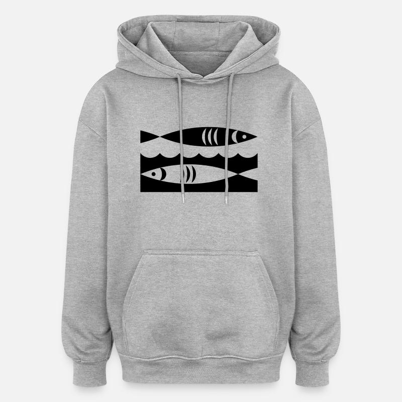 Fische - Oversized Unisex Hoodie - Grau meliert