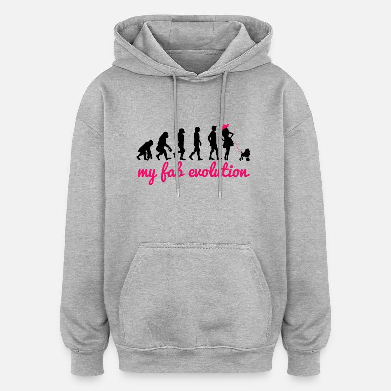 Chien / Caniche: My Fab Evolution - Sweat à capuche oversize unisexe - gris chiné