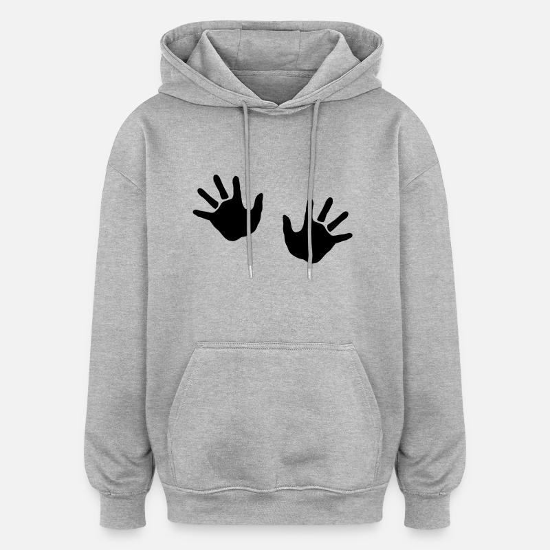 Bébé mains - Sweat à capuche oversize unisexe - gris chiné