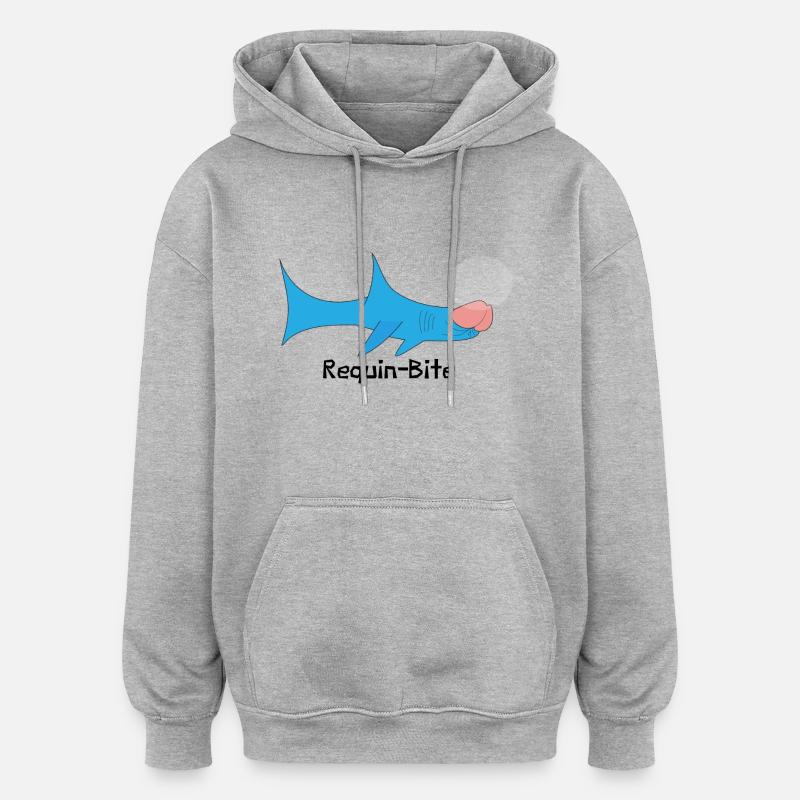 requin bite - Sweat à capuche oversize unisexe - gris chiné