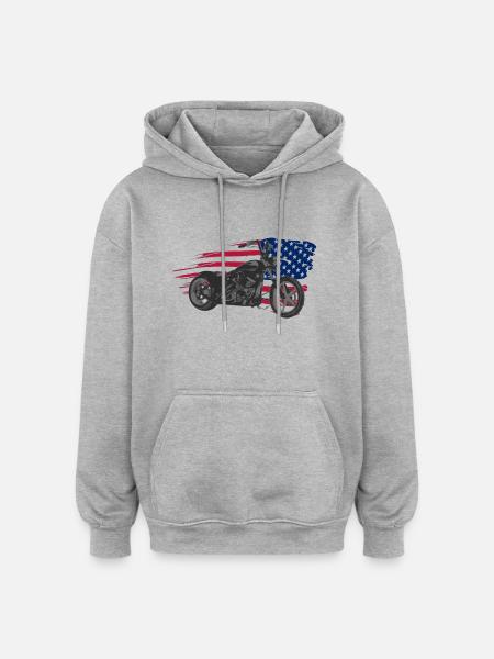 custom usa - Sweat à capuche oversize unisexe - gris chiné