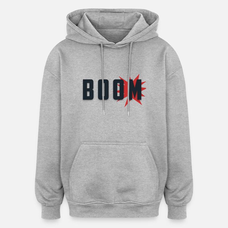 explosion boom - Sweat à capuche oversize unisexe - gris chiné