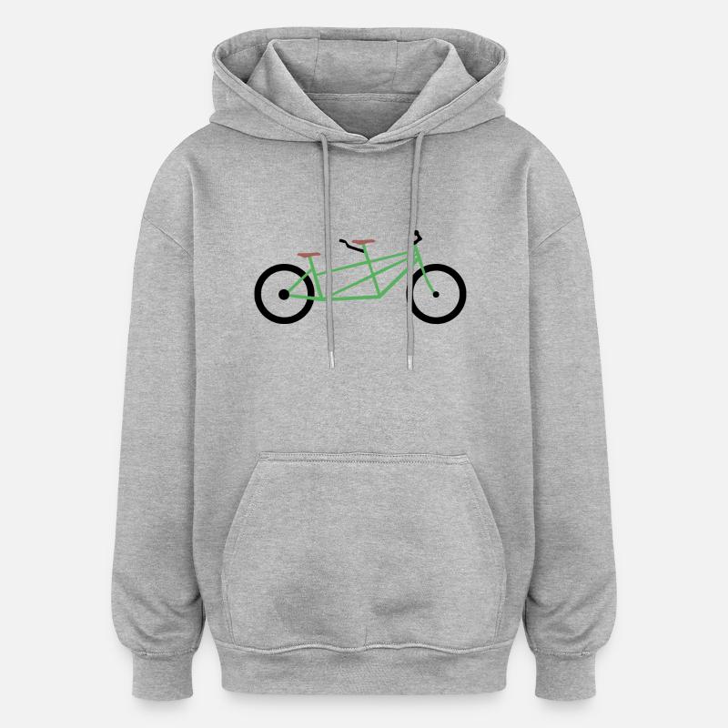 Vélo tandem - Sweat à capuche oversize unisexe - gris chiné