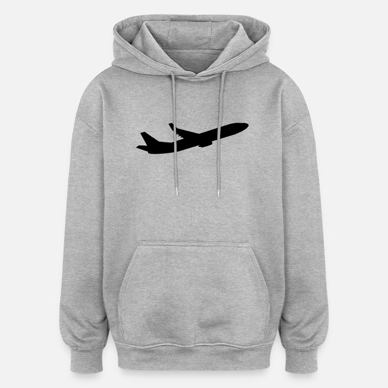 flugzeug_1__f1 - Sweat à capuche oversize unisexe - gris chiné