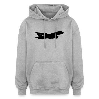 Flugzeug groß Passagierflugzeug fliegen Pilot - Oversized Unisex Hoodie - Grau meliert - Vorne - Noah (186cm)
