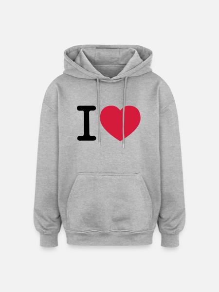 i love - Oversized Unisex Hoodie - Grau meliert
