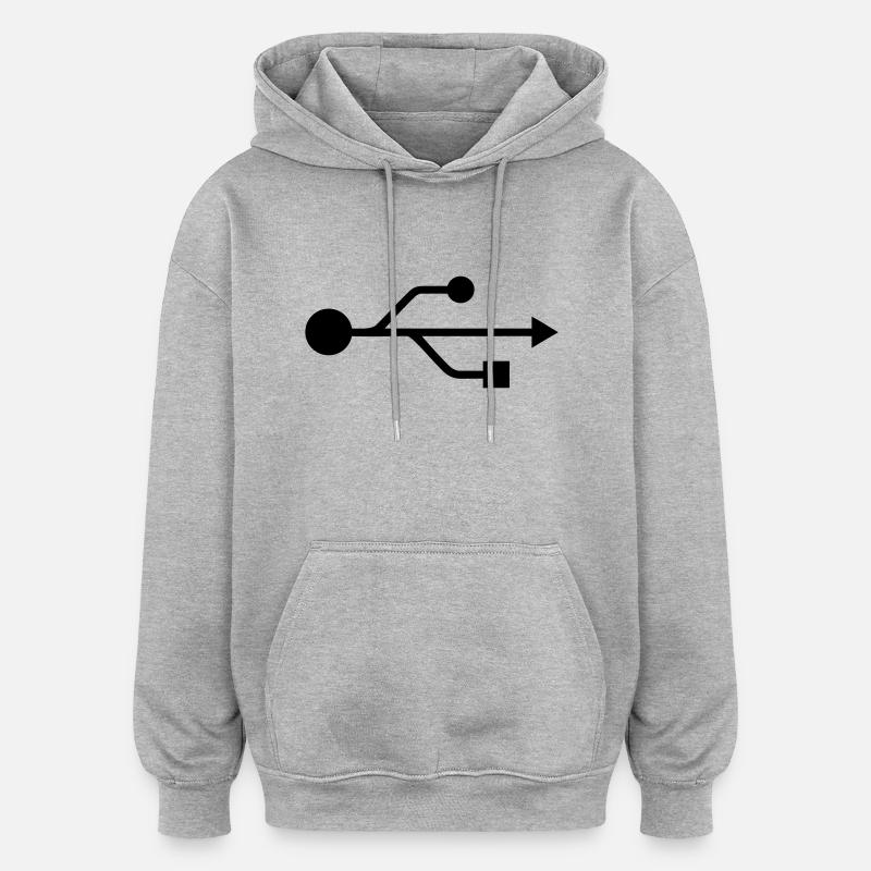 usb - Sweat à capuche oversize unisexe - gris chiné