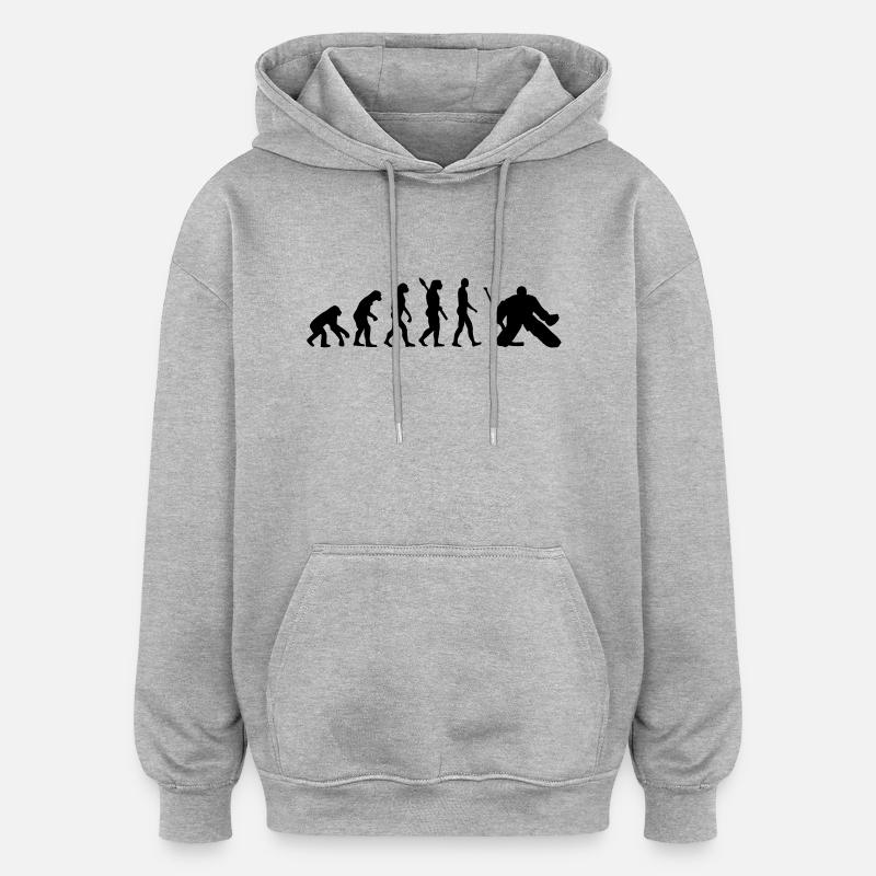 Évolution Hockey sur glace - Sweat à capuche oversize unisexe - gris chiné