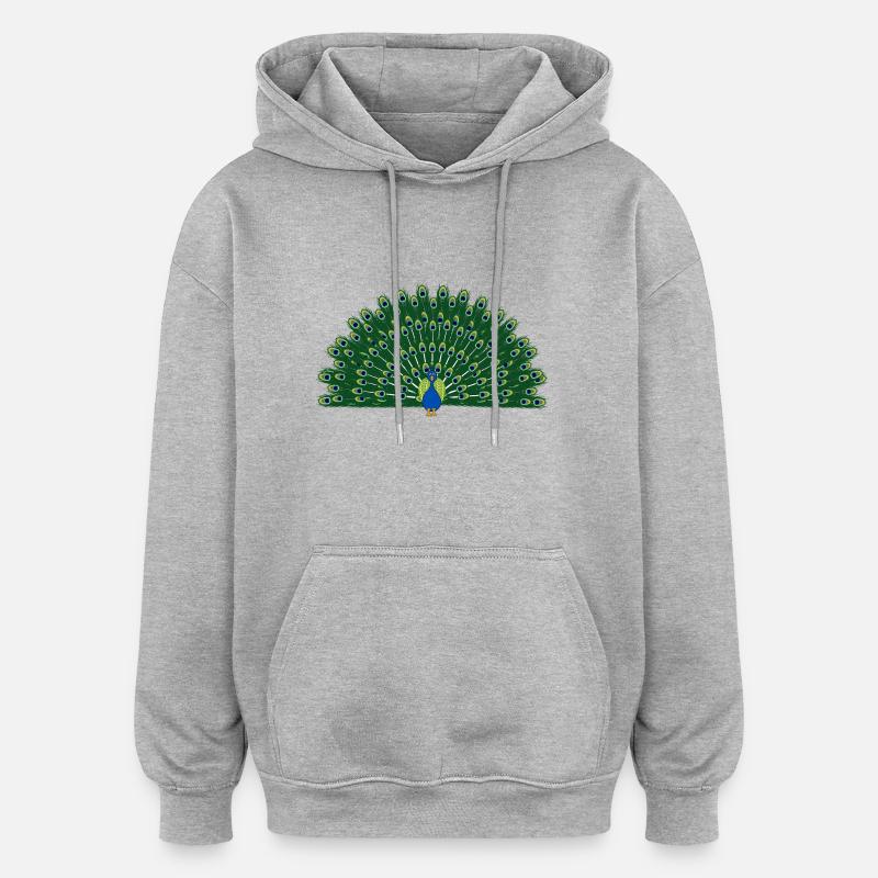 Paon 3 - Sweat à capuche oversize unisexe - gris chiné