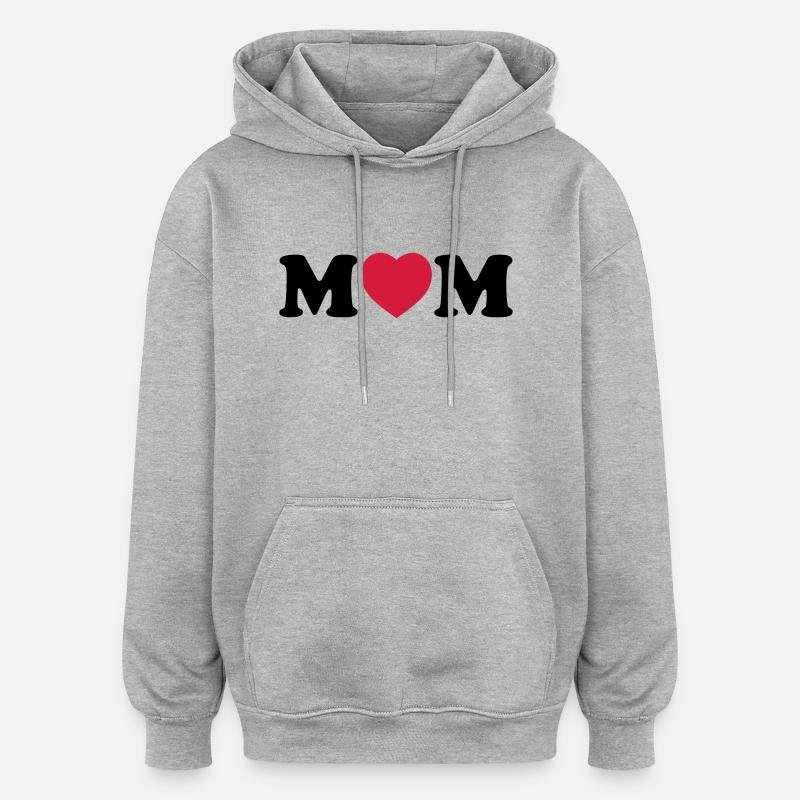 Mom heart - Sweat à capuche oversize unisexe - gris chiné